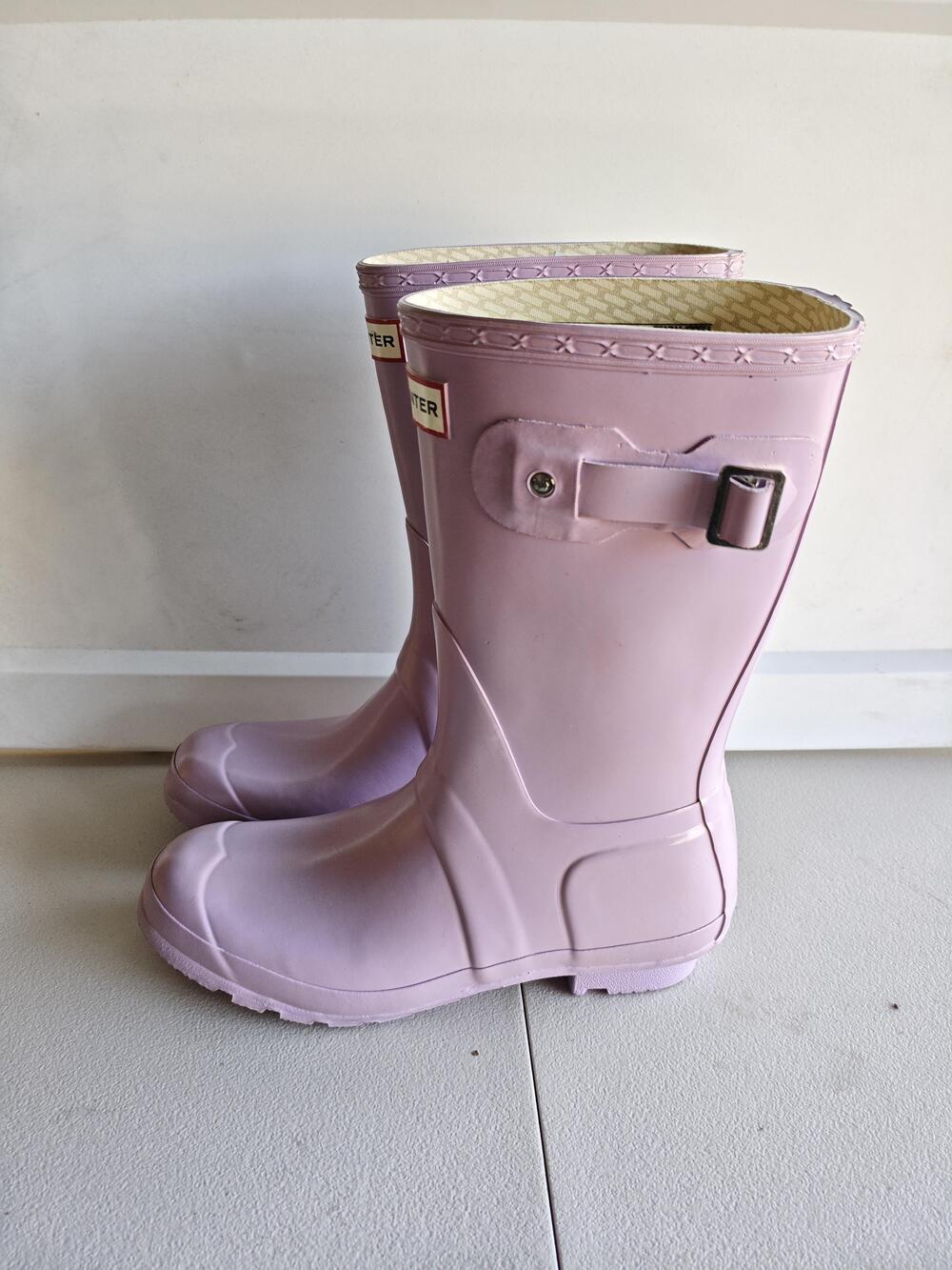 Hunter Original Gloss Short Boots Womens Size 8 Purple Rain Waterproof Rubber
